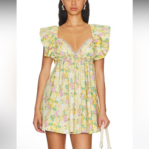 For Love And Lemons Dresses & Skirts - Tamra Mini Dress in Yellow